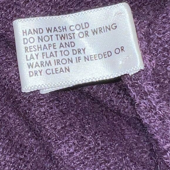 White + Warren Purple 100% Cashmere Cropped Open Cardigan Womens Sz M - Picture 9 of 9